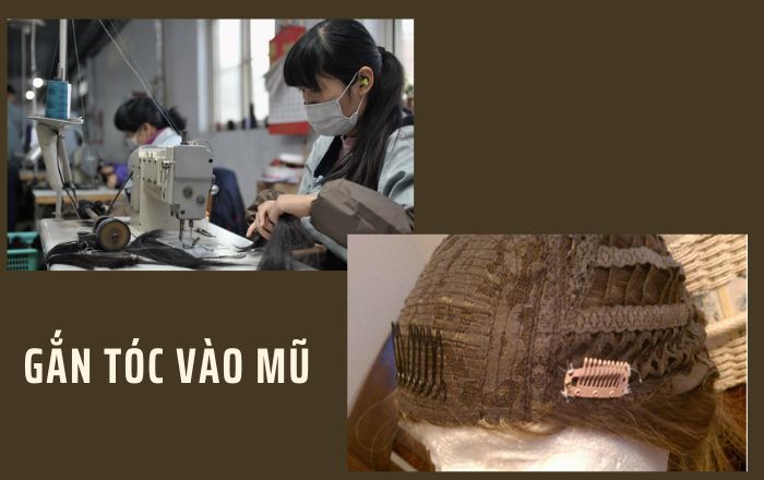 Gắn tóc vào mũ